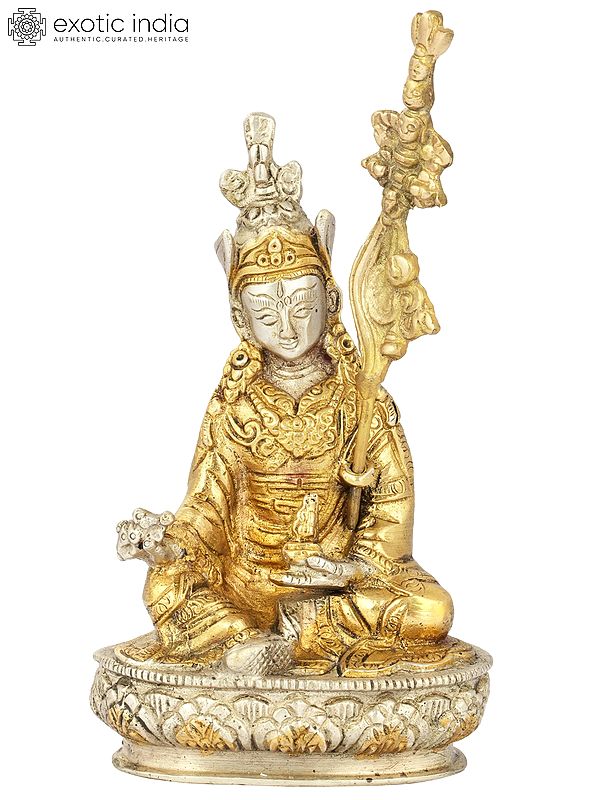 6" Brass Guru Padmasambhava Statue | Handmade Tibetan Buddhist Deity Idols | Made In India