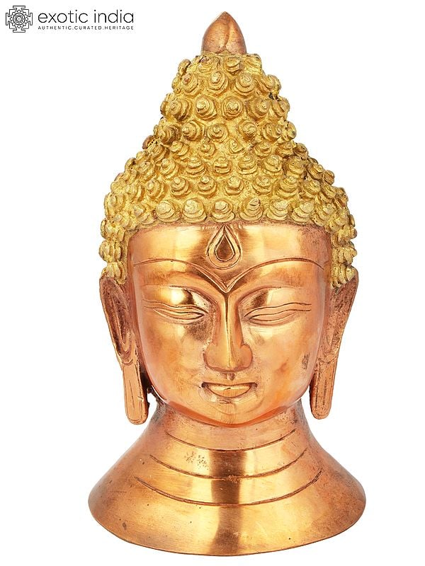 8" Lord Buddha Head - Tibetan Buddhist In Brass | Handmade | Made In India