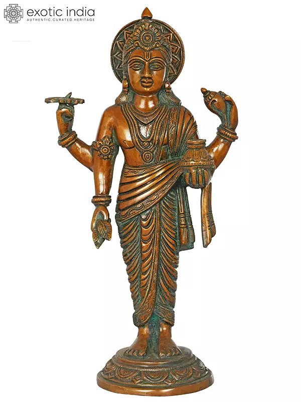 15" Dhanvantari Brass Statue - The Physician of the Gods