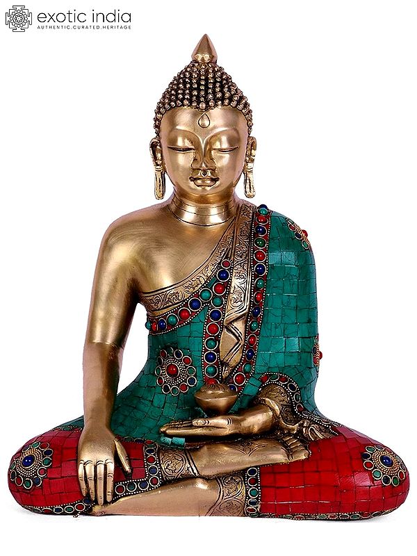 10" Large Bhumisparsha Lord Buddha In Brass | Handmade | Made In India