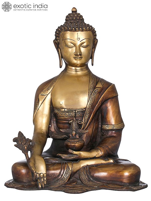 15" The Medicine Buddha (Tibetan Buddhist Deity) In Brass | Handmade | Made In India