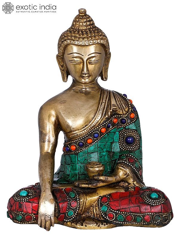 7" Tibetan Buddhist Lord Buddha in Earth Touching Gesture In Brass | Handmade | Made In India