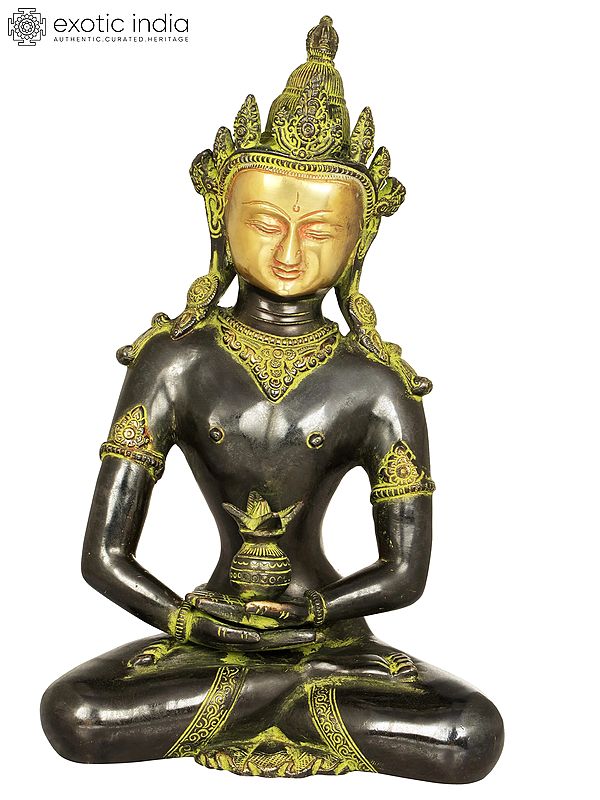 13" Tibetan Buddhist Deity Amitabha Buddha In Brass | Handmade | Made In India