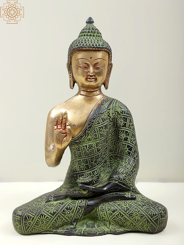 8" Tibetan Buddhist Lord Buddha in Preaching Gesture In Brass