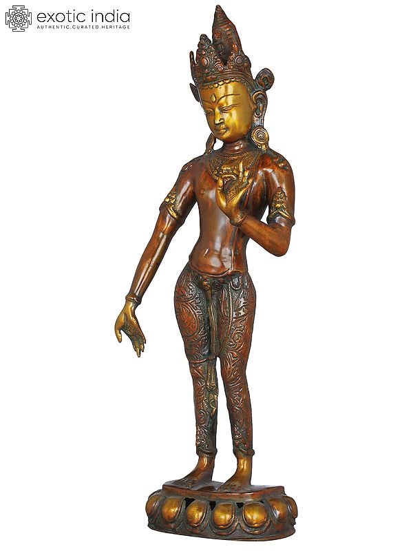 20" Tibetan Buddhist Deity Avalokiteshvara In Brass | Handmade | Made In India