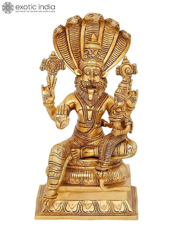 13" Bhagawan Narasimha With Bhudevi In Brass | Handmade | Made In India