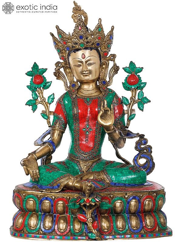 33" Emerald Tara, Khadiravani Bodhisattva | Handmade Brass Statue