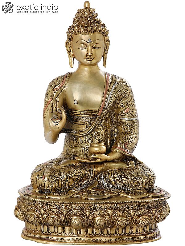 12" Tibetan Buddhist Preaching Buddha In Brass | Handmade | Made In India