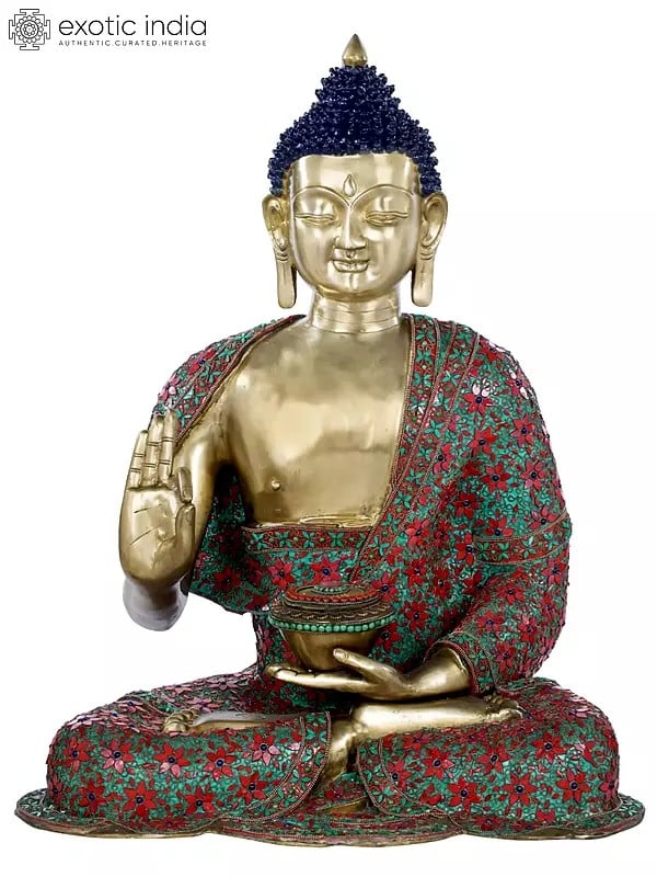 28" Large Size Buddha Preaching His Dharma - Tibetan Buddhist In Brass | Handmade | Made In India