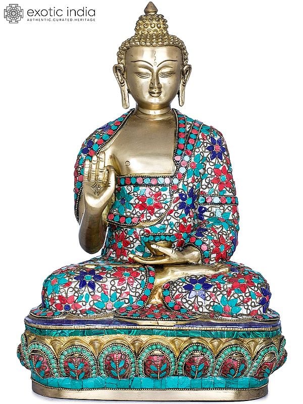 16" Lord Buddha in Preaching Gesture - Tibetan Buddhist In Brass | Handmade | Made In India