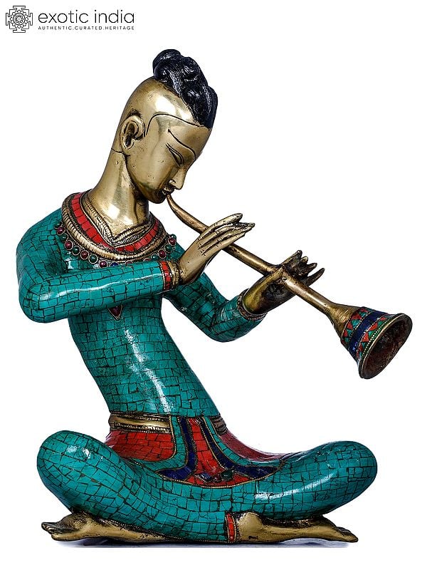 13" Musician Playing Shehnai In Brass | Handmade | Made In India