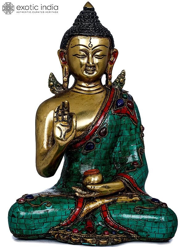 8" Tibetan Buddhist Lord Buddha In Vitark Mudra In Brass | Handmade | Made In India