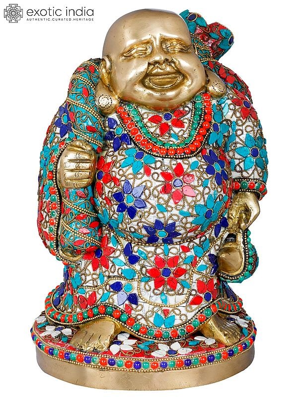 10" Laughing Buddha - Tibetan Buddhist In Brass | Handmade | Made In India