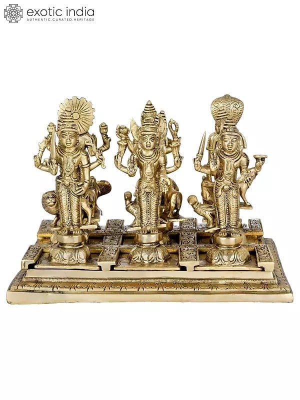 7" Navagraha Deities with Their Respective Vahanas in Brass | Handmade | Made In India