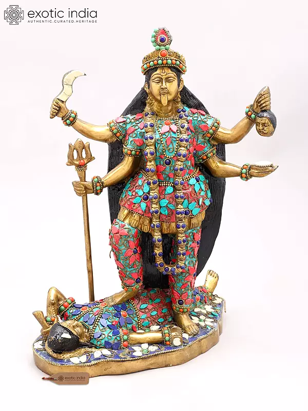14" The Goddess Kali In Brass | Handmade | Made In India