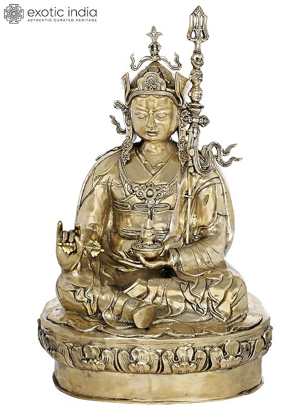 34" Large Size Guru Rinpoche (Padmasambhava) - Tibetan Buddhist In Brass | Handmade | Made In India