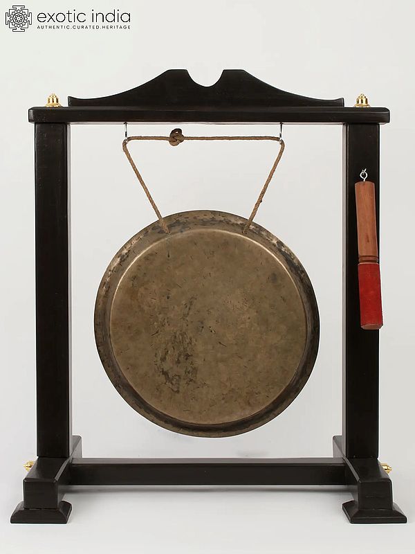 22" Suspended Bronze Gong With Wooden Mallet | Bronze & Wood | Handmade| Made in India