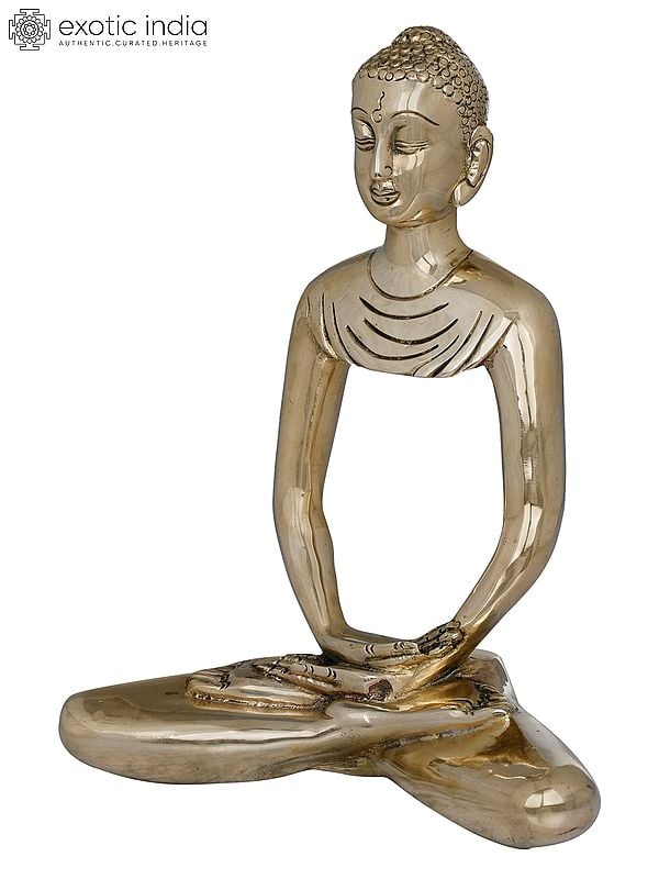 9" Stylized Buddha Brass Statue - Handmade Tibetan Buddhist Idol