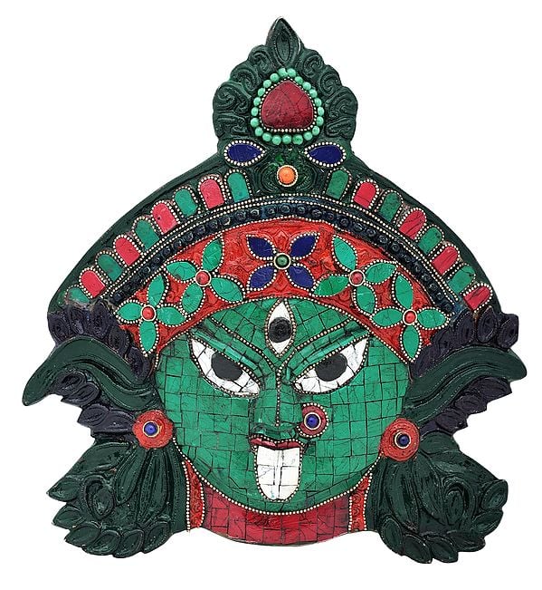11" Devi Kali Wall Hanging Mask In Brass | Handmade | Made In India