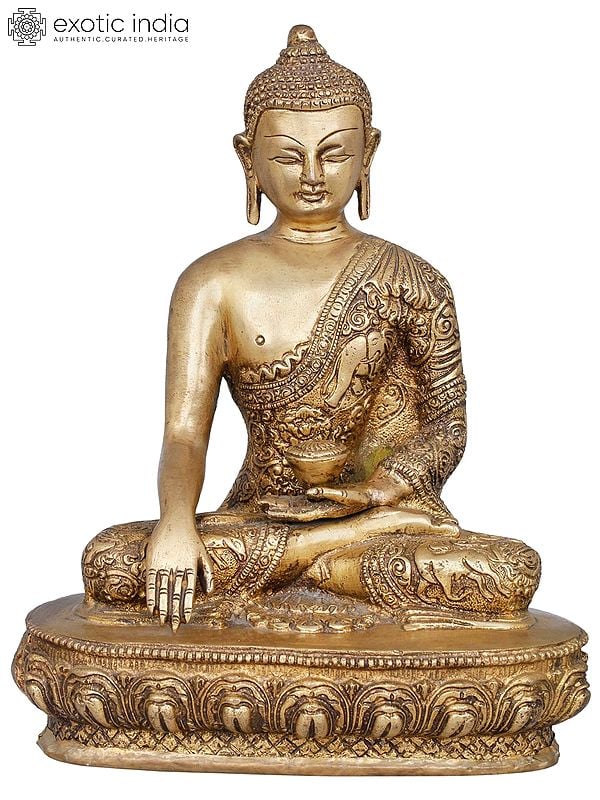 9" Tibetan Buddhist Deity Gautama Buddha in Brass | Handmade | Made In India