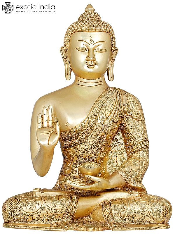 11" Lord Buddha Preaching His Dharma- Tibetan Buddhist In Brass | Handmade | Made In India