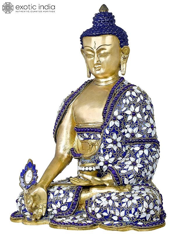 13" Healing Buddha (Medicine Buddha) Brass Sculpture | Handmade Buddhist Statue