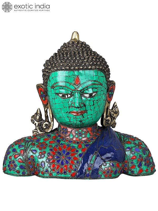 10" Buddha Bust - Tibetan Buddhist In Brass | Handmade | Made In India