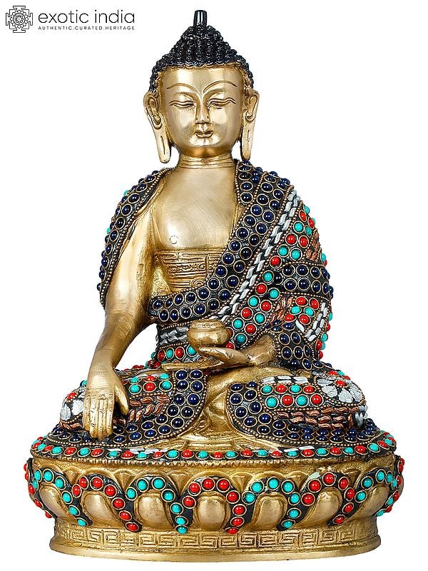 12" Tibetan Buddhist Bhumisparsha Buddha In Brass | Handmade | Made In India