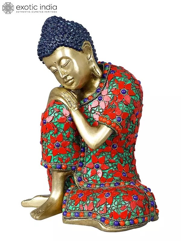 9" Thinking Buddha - Tibetan Buddhist In Brass | Handmade | Made In India