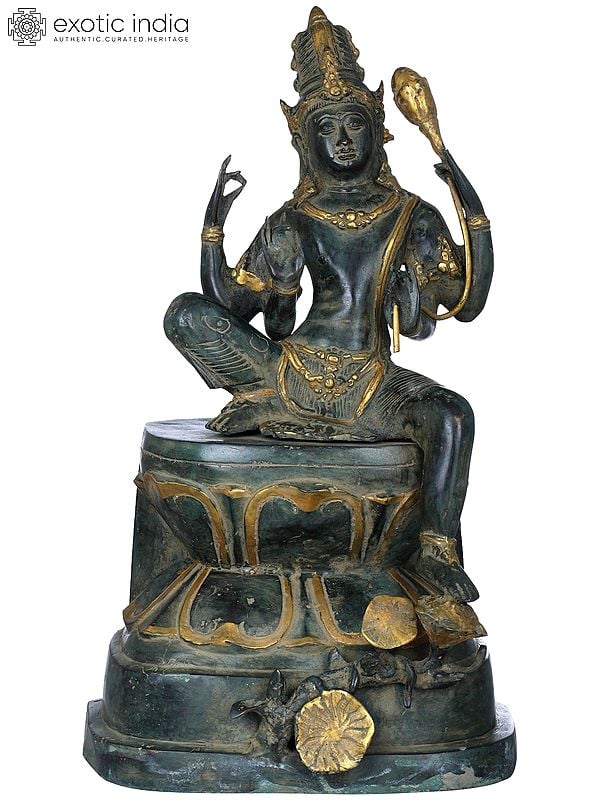 17" Deeply Absorbed Lord Avalokiteshvara In Brass | Handmade | Made In India