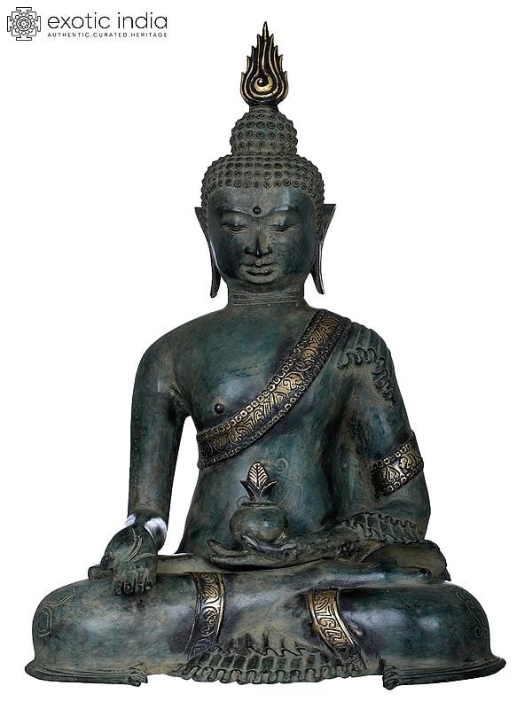 22" Buddha in Varadamudra - Tibetan Buddhist Deity Brass Idol | Handmade