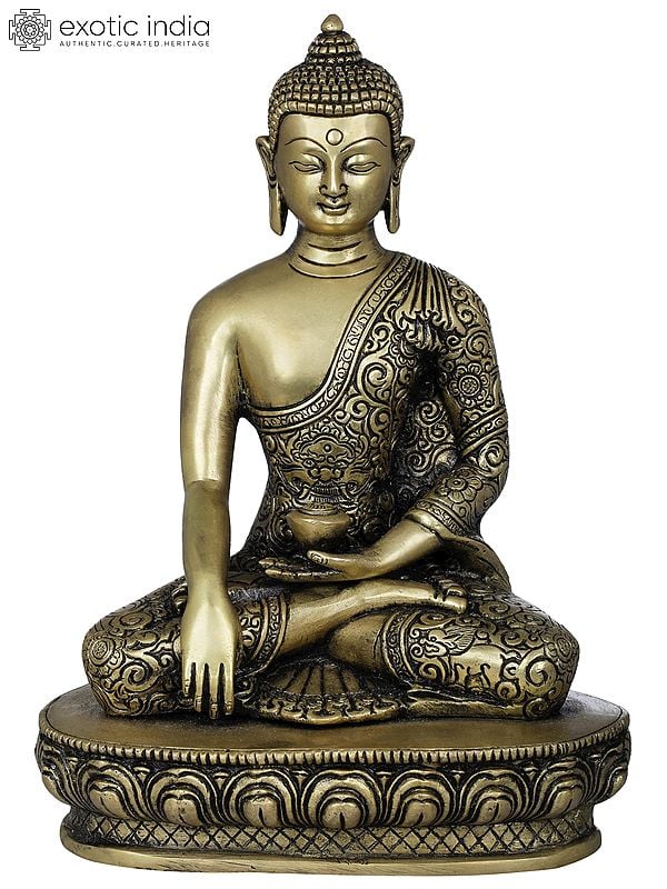 9" Tibetan Buddhist Lord Buddha In Brass | Handmade | Made In India