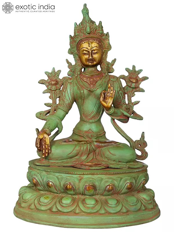 13" Tibetan Buddhist Goddess White Tara In Brass | Handmade | Made In India