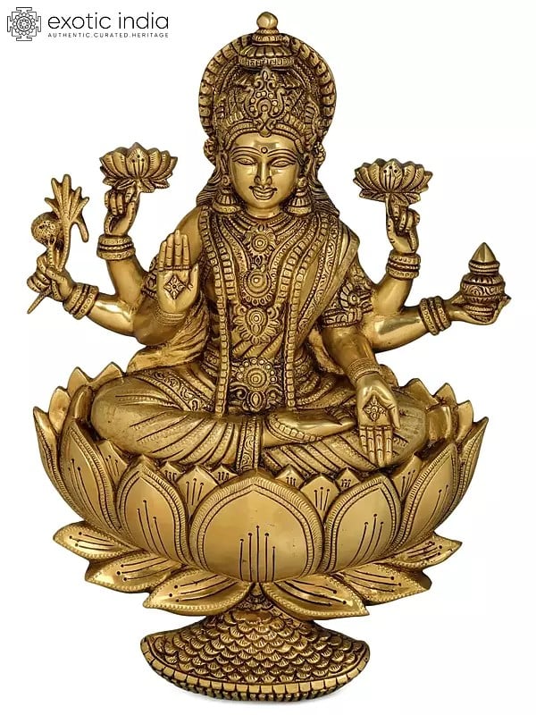 19" Treasured Goddess Lakshmi Wall Hanging In Brass | Handmade | Made In India