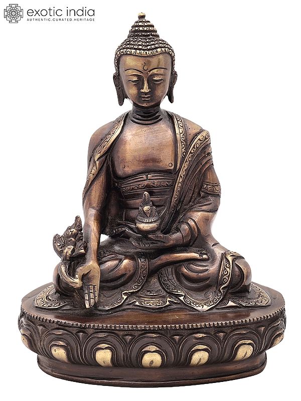 8" Tibetan Buddhist Medicine Buddha In Brass | Handmade | Made In India