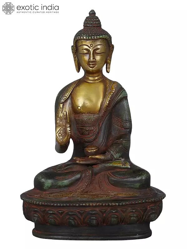 8" Tibetan Buddhist Lord Buddha In Brass | Handmade | Made In India