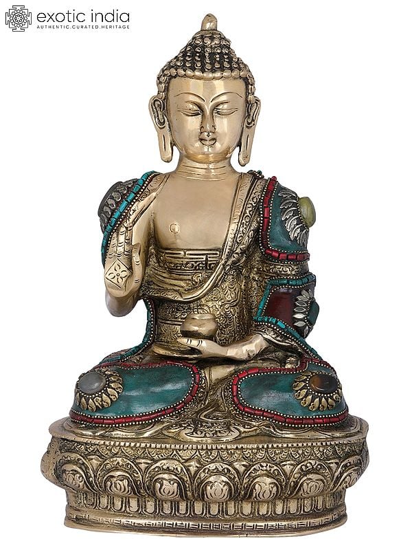 12" Tibetan Buddhist Deity Buddha In Brass | Handmade | Made In India