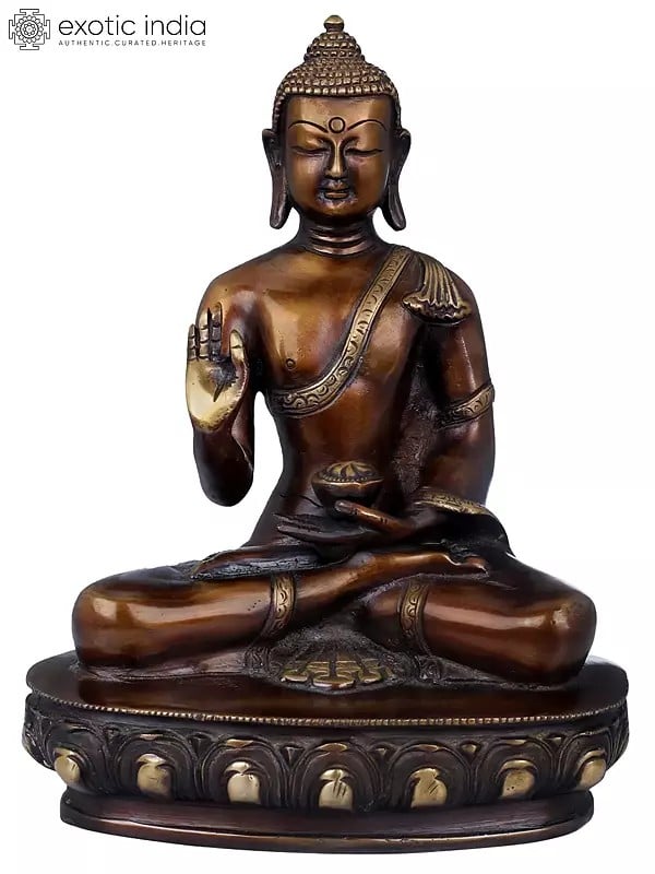 9" Tibetan Buddhist Preaching Buddha In Brass | Handmade | Made In India