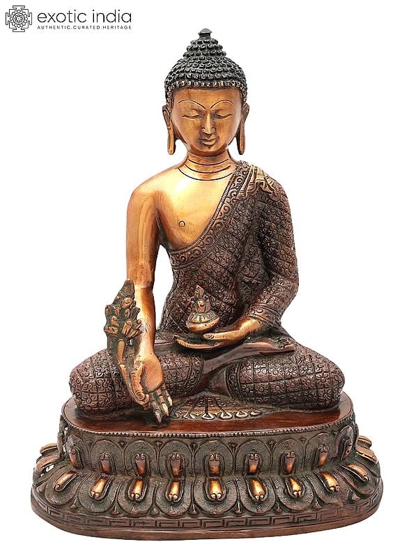 10" Tibetan Buddhist Healing Buddha (Medicine Buddha) In Brass | Handmade | Made In India