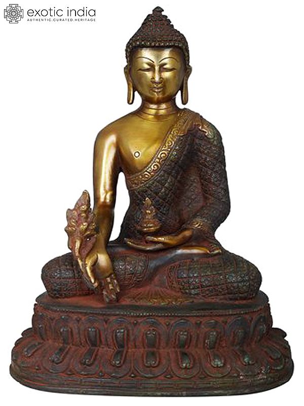 10" Tibetan Buddhist Healing Buddha (Medicine Buddha) In Brass | Handmade | Made In India