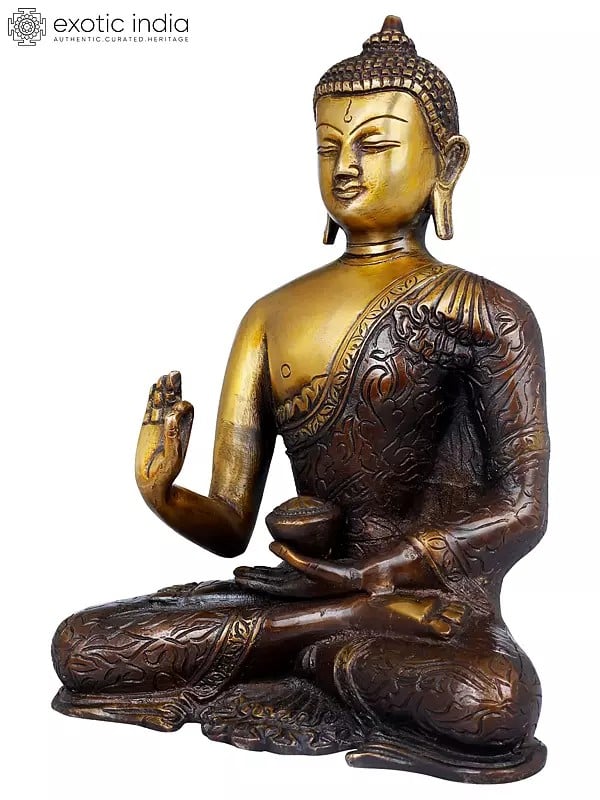 8" Tibetan Buddhist Shakyamuni Buddha In Brass | Handmade | Made In India