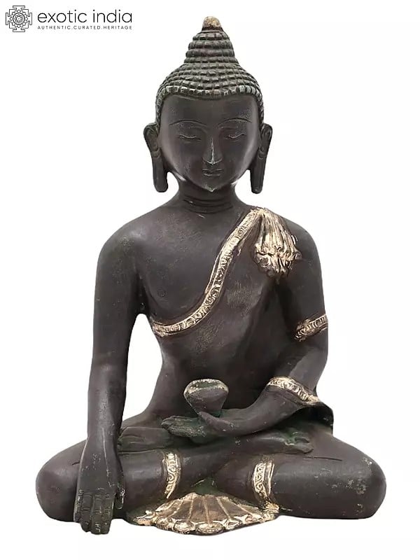 8" Tibetan Buddhist Bhumisparsha Buddha in Brass | Handmade | Made In India