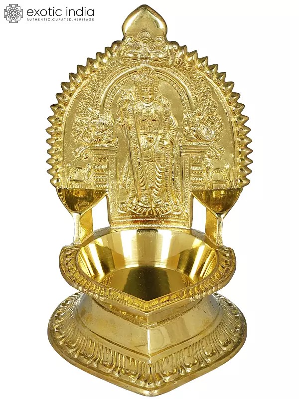 5" Brass Large Murugan Lamp from South India | Handmade