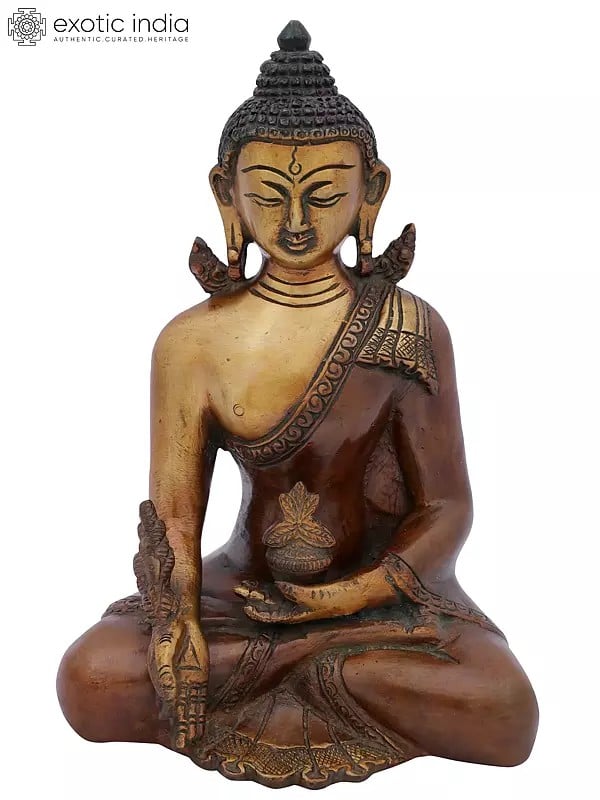 7" Medicine Buddha (Tibetan Buddhist Healing Buddha) In Brass | Handmade | Made In India