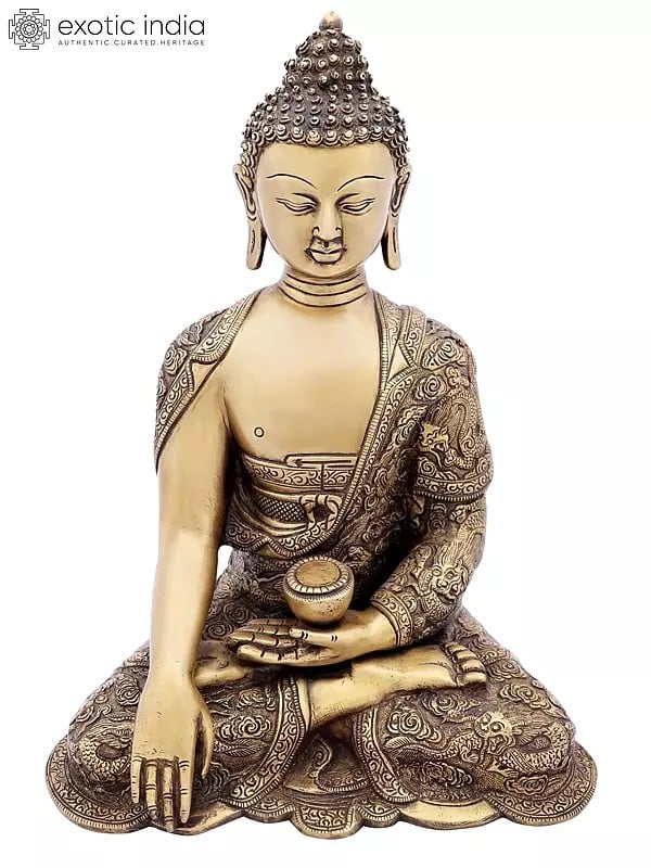 14" Bhumisparsha Buddha in Brass | Handmade | Made In India