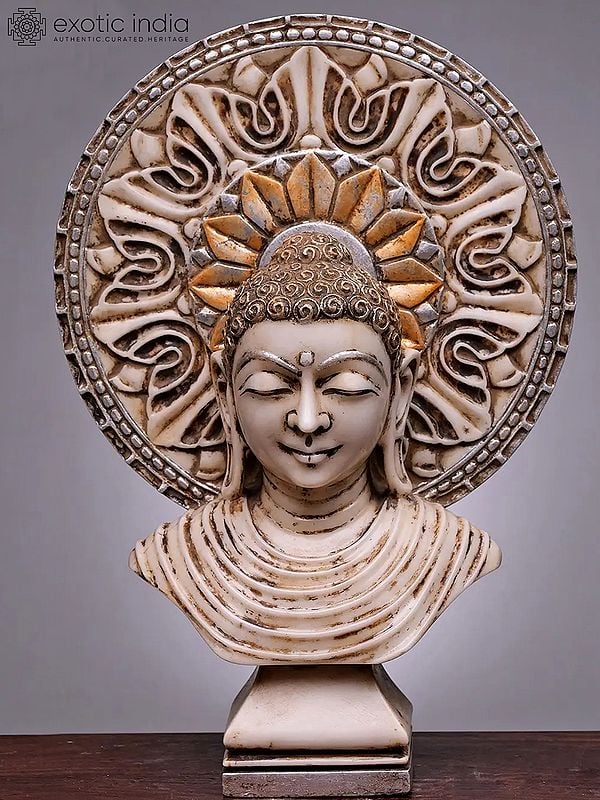 21" Buddha Bust | Handmade | Buddha Head | White Marble Buddha Head Sculpture | Gautama Buddha