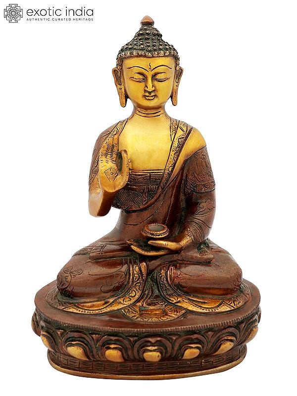 12" Gautam Buddha Preaching His Dharma | Brass Statue | Handmade | Made In India