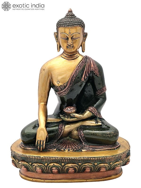 10.5" Buddha Brass Statue | Lord Buddha in Mara Vijay Mudra Brass Statue | Medicine Buddha | Handmade | Made In India