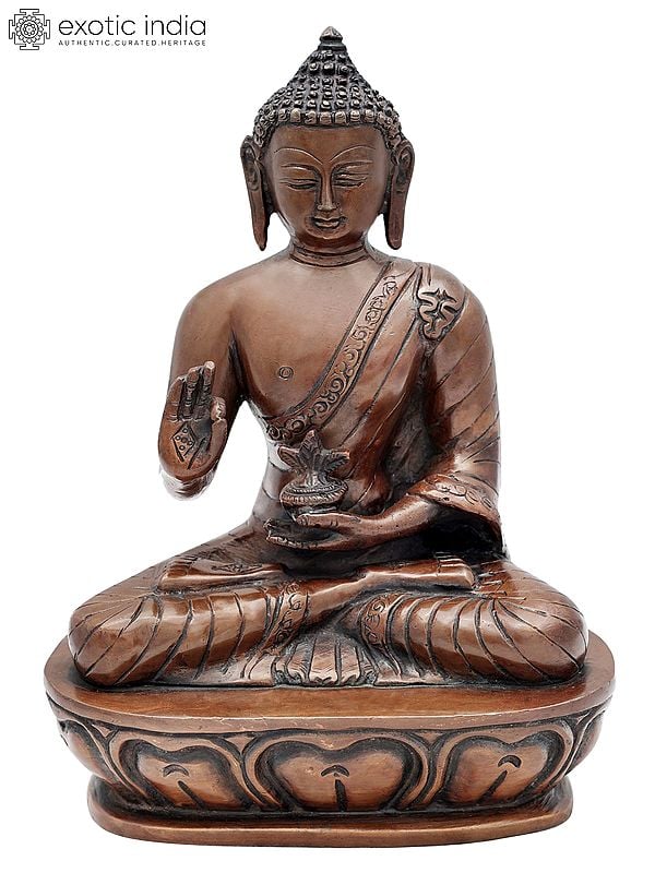 9.5" Tibetan Buddhist Healing Buddha | Medicine Buddha | Brass Statue | Handmade | Made In India