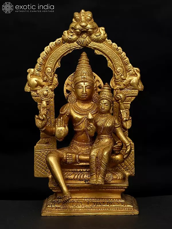 7" Lord Vishnu and Goddess Lakshmi Brass Statue | Handmade | Made in India